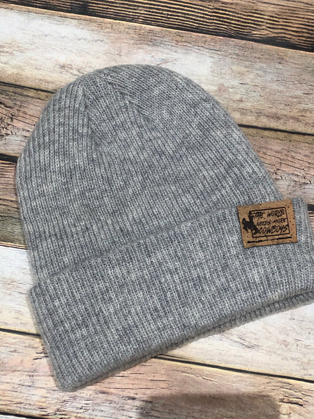 Merino Wool Beanies with Cork Leather Tag