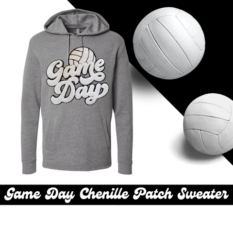 Volleyball Game Day Chenille Patch Sweater