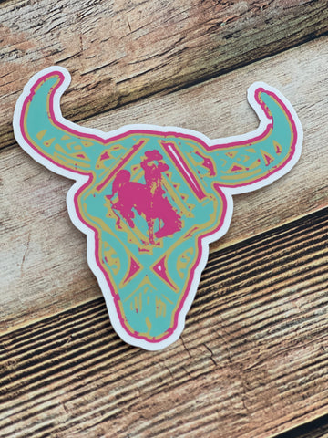 Colorful Bison Skull Decal