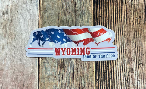 Land of the Free Wyo Buffalo Decal