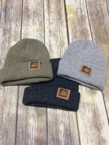 Merino Wool Beanies with Cork Leather Tag